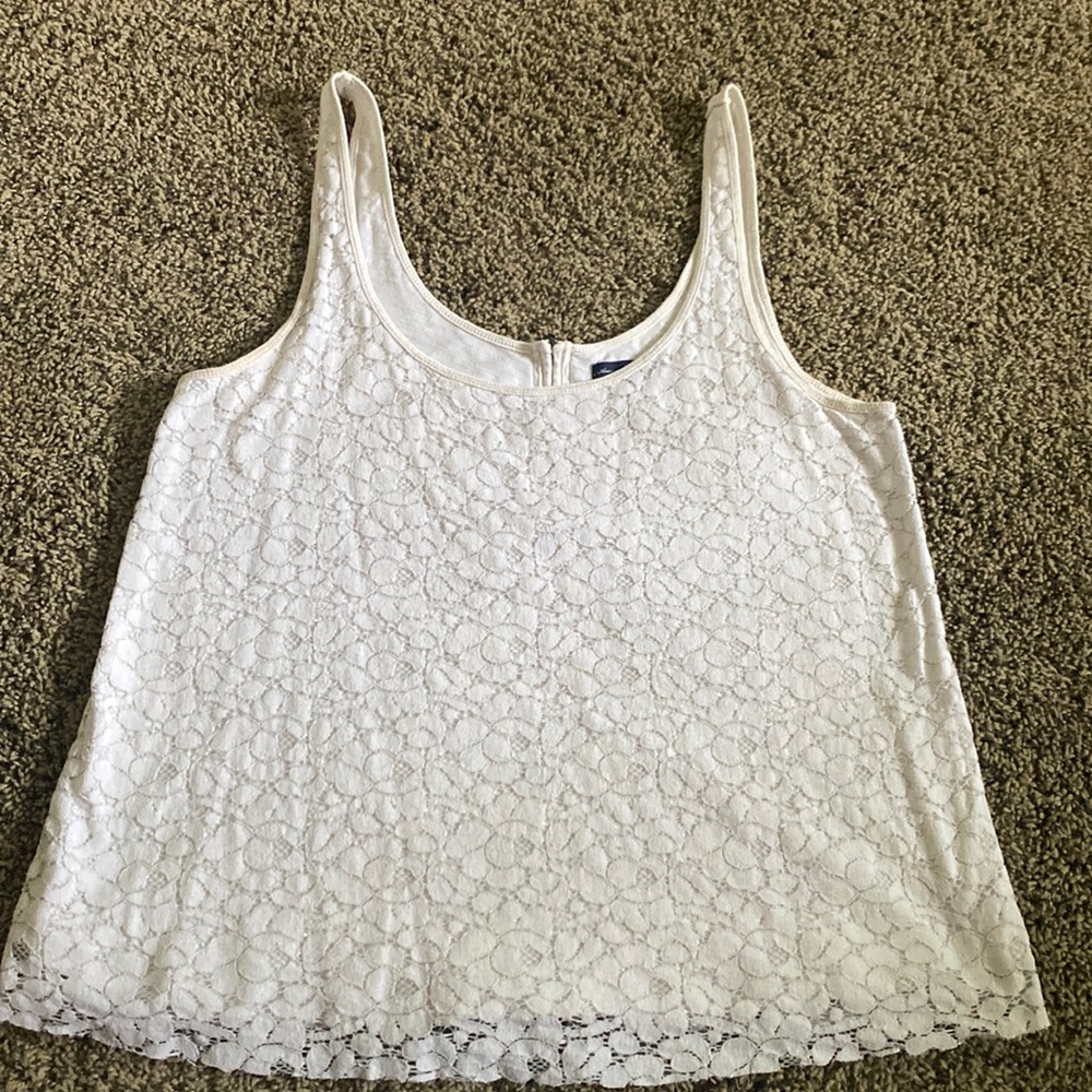 American Eagle White Lace Tank Top